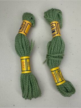 Lot of 2 Vintage Floralia DMC 100% Wool Green Yarn 7370